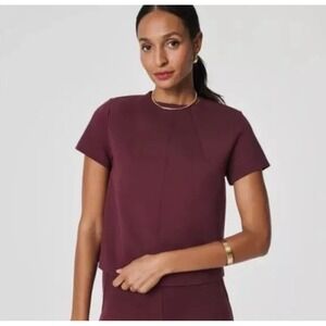 SPANX Women's Deep Purple Short-Sleeve Blouse